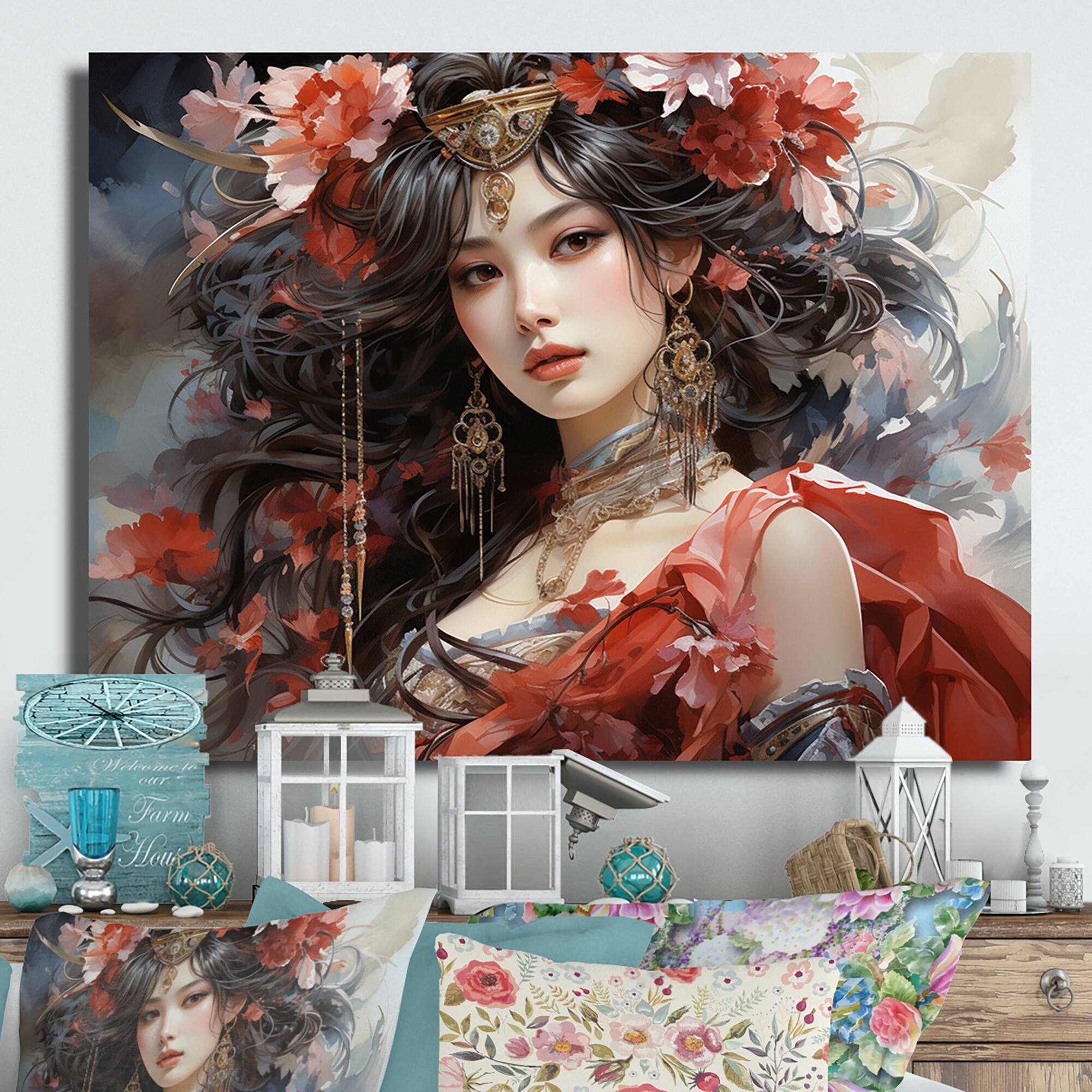 Designart "China Art Traditional Opera" Chinese Metal Wall Decor Bed